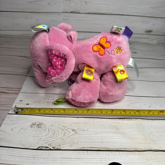 Taggies Pink Elephant Ribbon Tags Rattle Plush Stuffed Animal - Picture 8 of 9